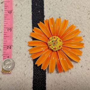 Vintage Orange Flower Brooch